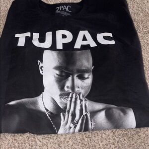 Black Short Sleeve Tee with Bold TUPAC Graphic